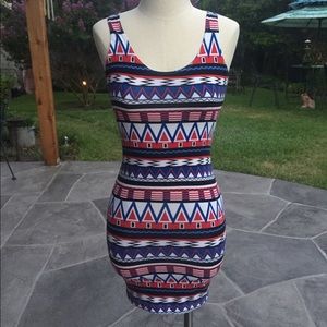 American Apparel Red White & Blue Tribal Dress